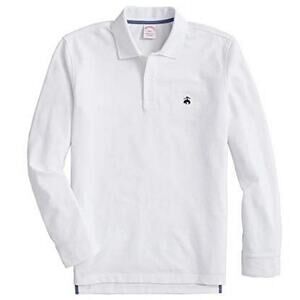 BROOKS BROTHERS Golden Fleece Long Sleeve Performance Polo XXL 2XL Slim White